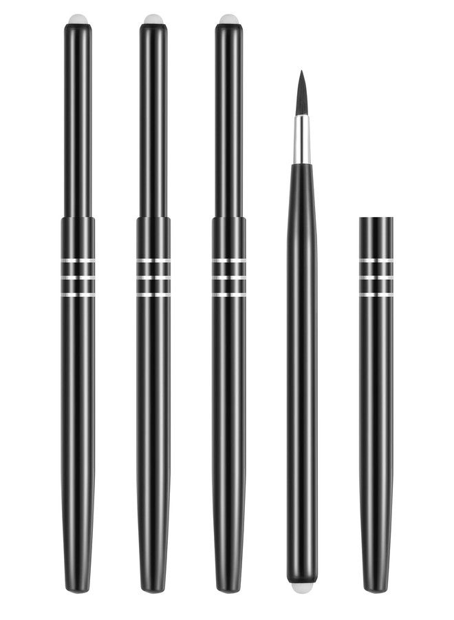 AOZUO 4Pcs Retractable Lip Brush for Lipstick, Travel Lip Brush, Portable Lip Liner Brush, Professional Lip Balm Applicator Lip Makeup Brush with Cap Lip Makeup Tools for Women Lip Gloss - Image 1